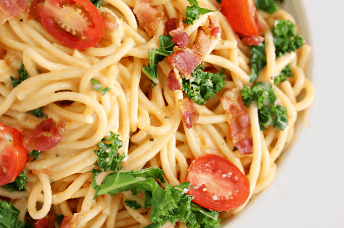 BLT Pasta with creamy buttermilk sauce createdbydiane.com