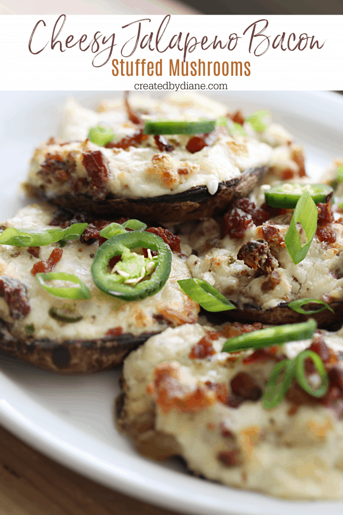 cheesy jalapeno bacon stuffed mushrrom, low carb, createdbydiane