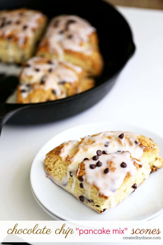 chocolate chip pancake mix scones createdbydiane.com