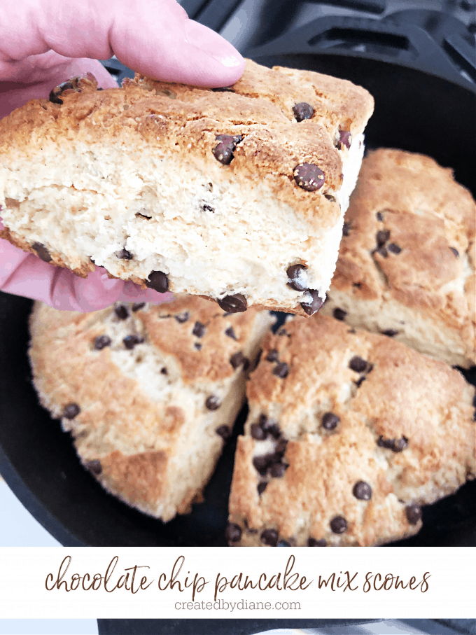 chocolate chip pancake mix small batch 4 scone recipe from createdbydiane.com