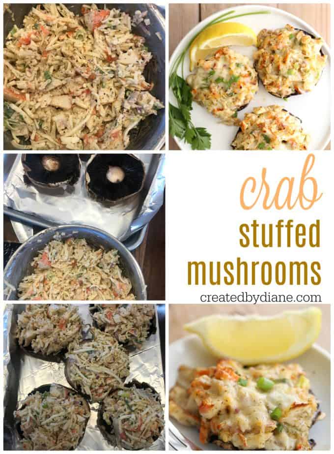 crab stuffed mushroom recipe using imitation crab createdbydiane.com