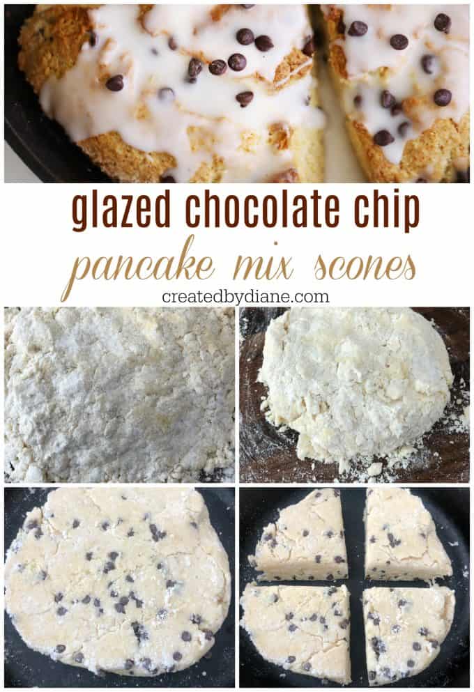 glazed chocolate chip pancake mix scones createdbydiane.com