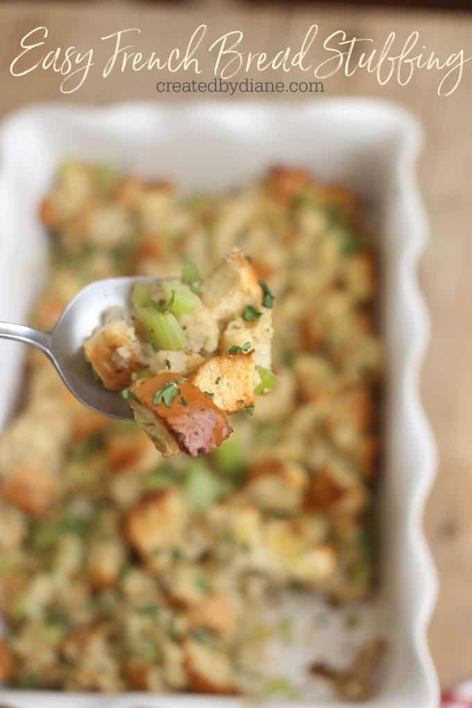 easy french bread stuffing-dressing recipe from createdbydiane.om