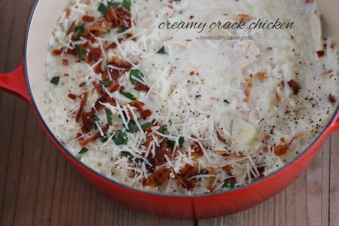 Creamy Crack Chicken Recipe full of garlic and bacon createdbydiane.com