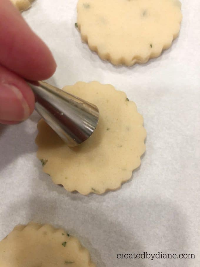 Cutting out wreath cookies
