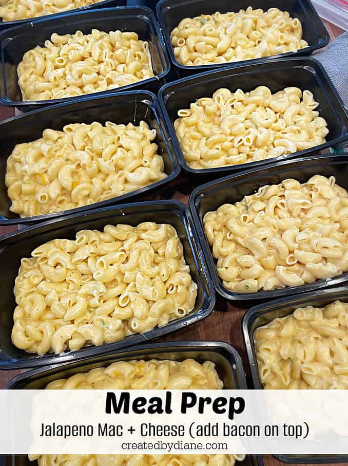 MEAL PREP jalapeno mac and cheese recipe add bacon createdbydiane.com