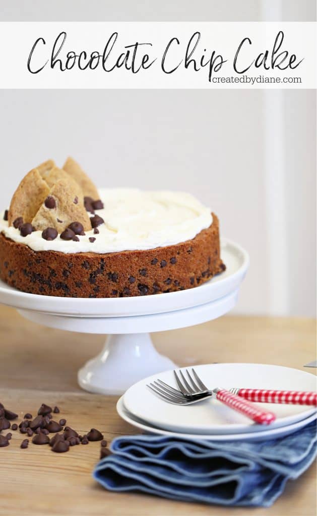 chocolate chip cookie cake, tastes just like a chocolate chip cookie createdbydiane.com