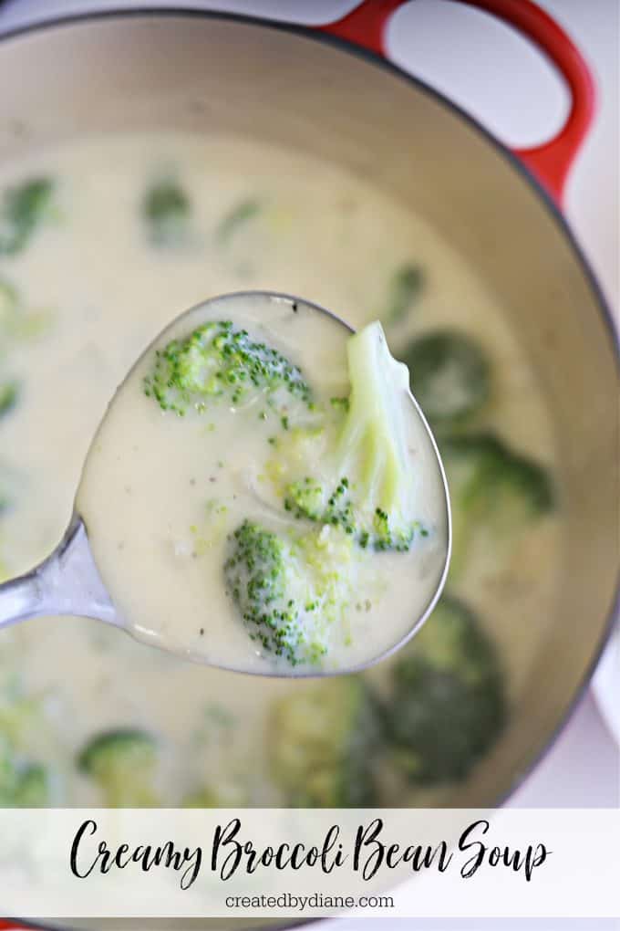 creamy broccoli white bean soup createdbydiane.com