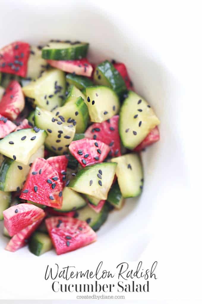 Watermelon Radish Cucumber Salad Asian Recipe createdbydiane.com