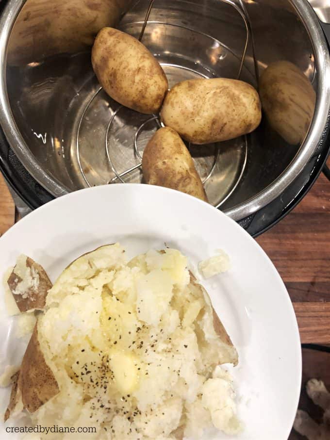 INSTANT POT BAKED POTATO timing and instructions createdbydiane.com