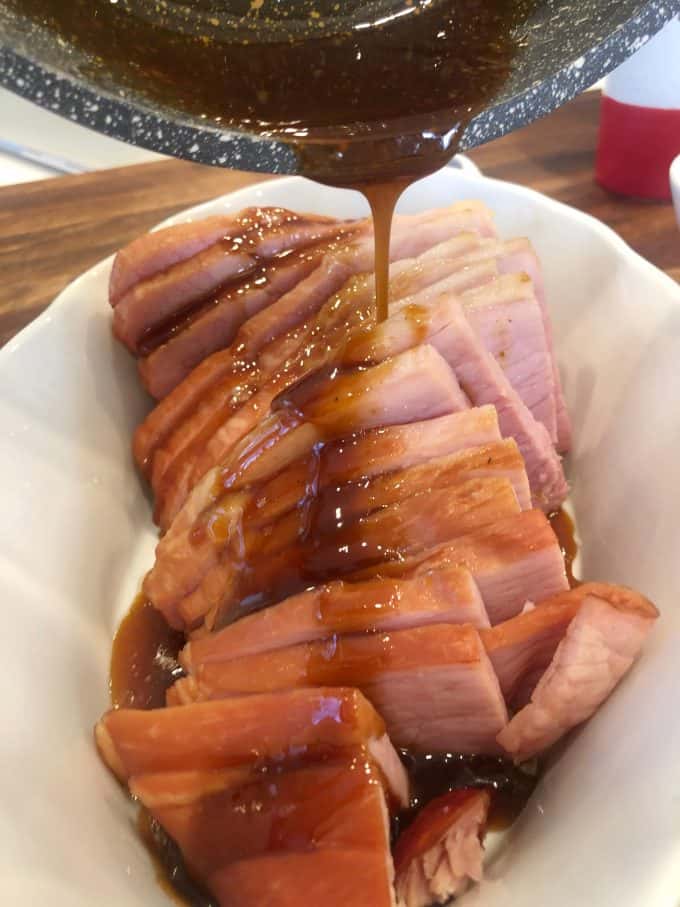 maple mustard glazed ham, bake, instant pot, slow cooker 