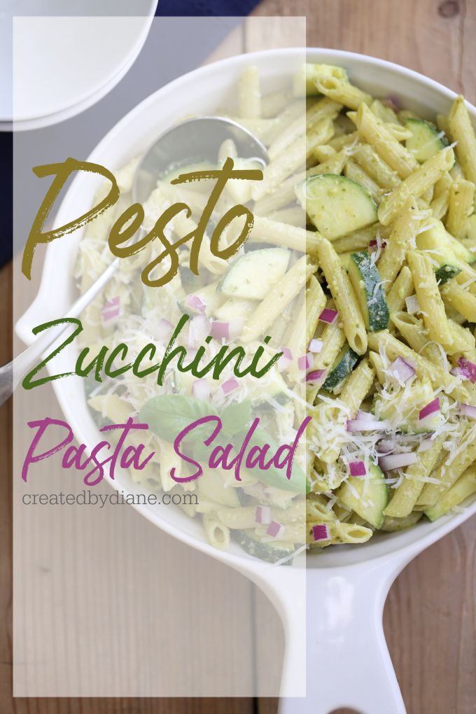 pesto zucchini pasta salad recipe createdbydiane.com