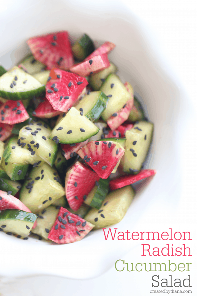 watermelon radish cucumber asian salad createdbydiane.com