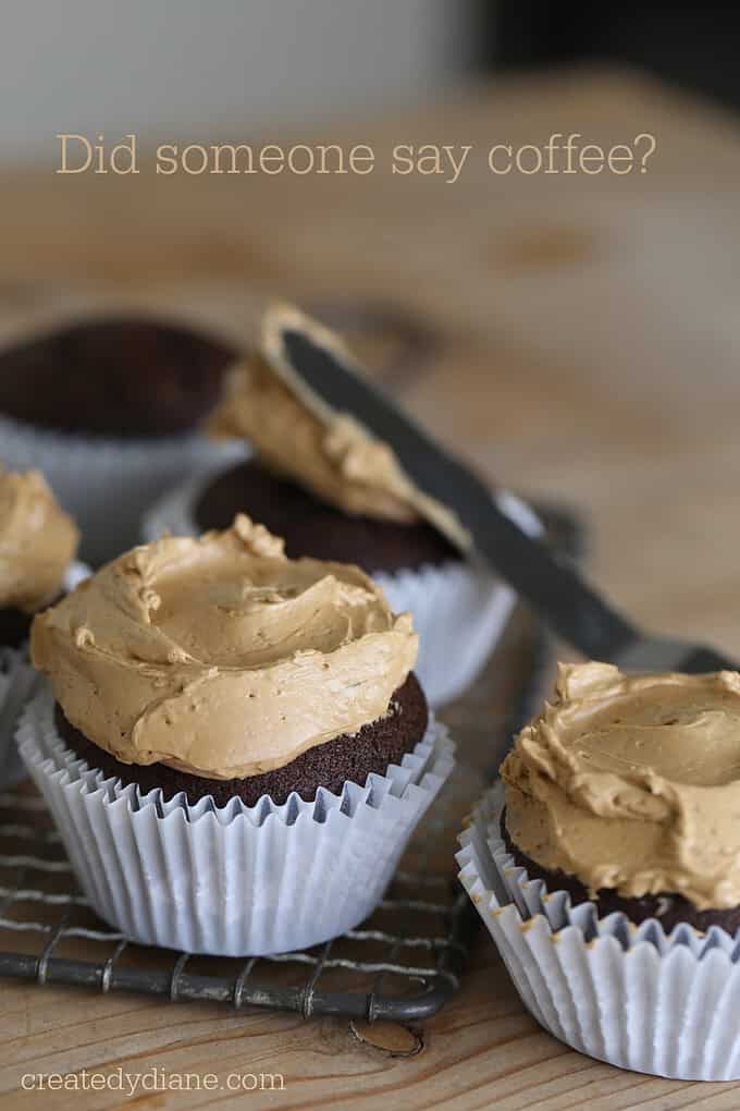 did you say coffee, coffee frosting swirled on cupcakes
