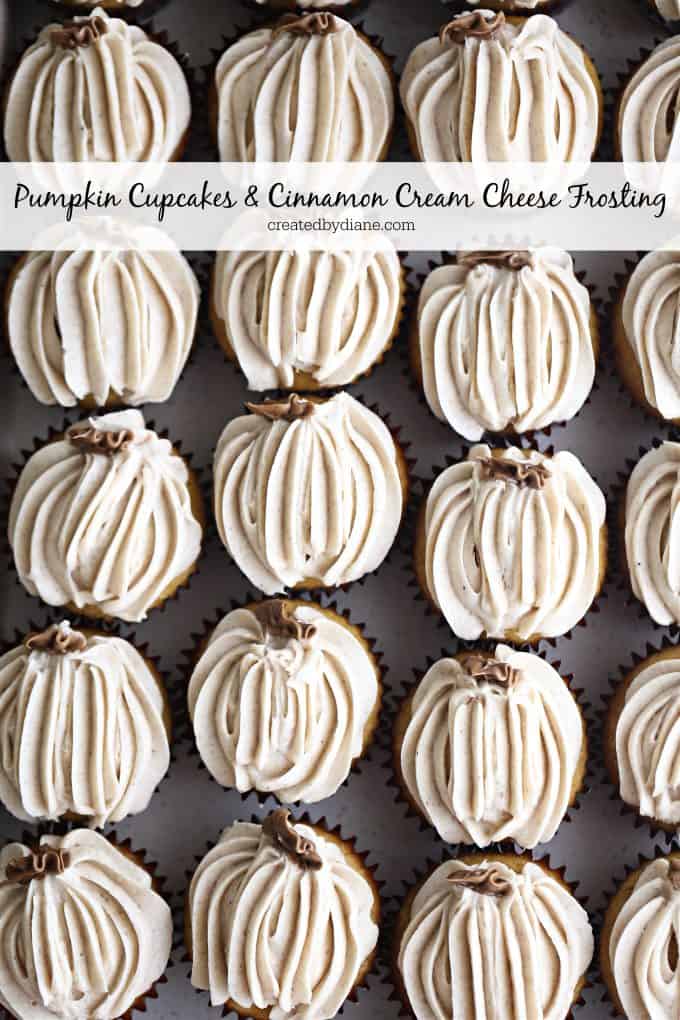 PUMPKIN CUPCAKES with cinnamon cream cheese frosting createdbydiane.com