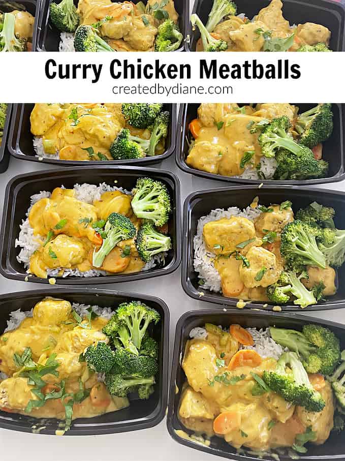 curry chicken meatball recipe, meal prep createdbydiane.com