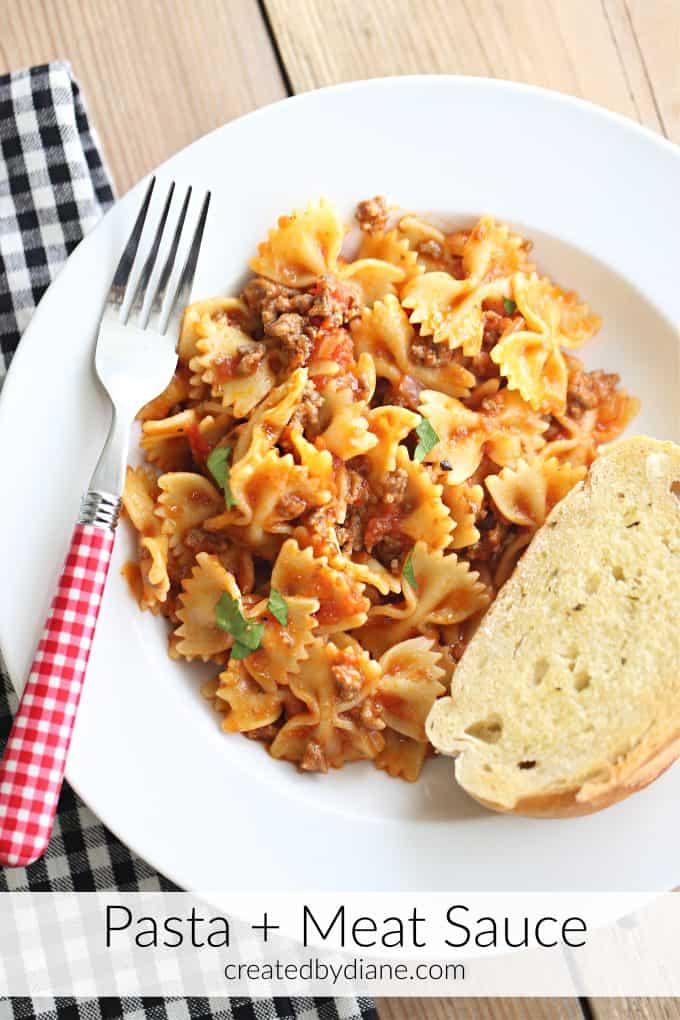 pasta and meat sauce from createdbydiane.com