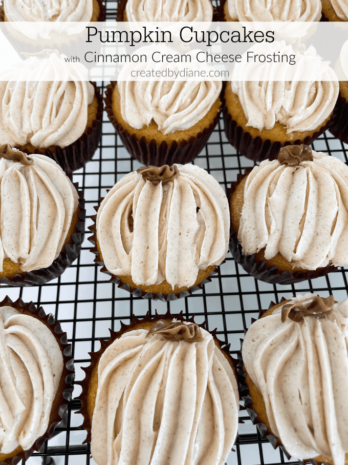 pumpkin cupcakes with cinnamon cream cheese frosting createdbydiane.com