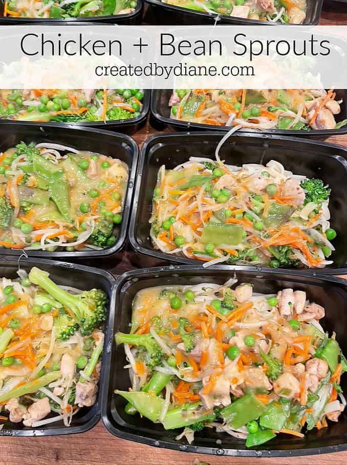chicken and bean sprouts meal prep createdbydiane.com