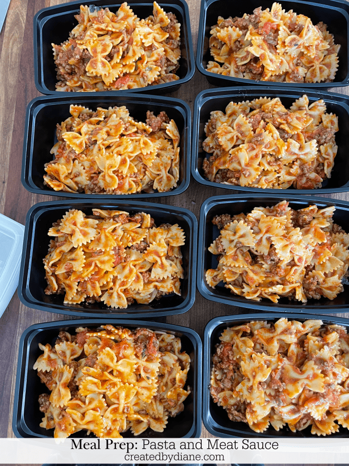 Meal Prep pasta and meat sauce from createdbydiane.com