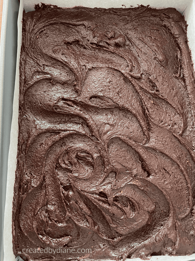 brownie batter spread in a 13x9 pan createdbydiane.com