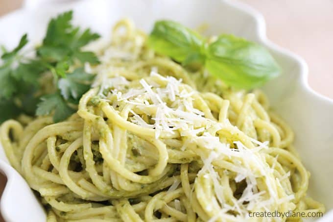 buttermilk pesto pasta sauce (what to do with buttermilk) createdbydiane.com