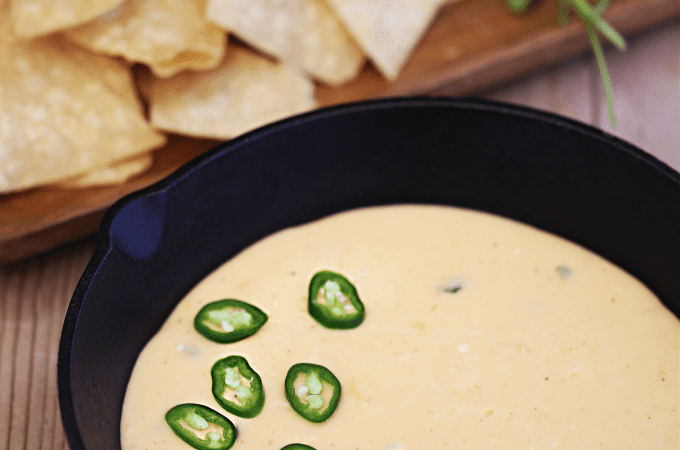 skillet cheese and jalapeno sauce or dip for chips