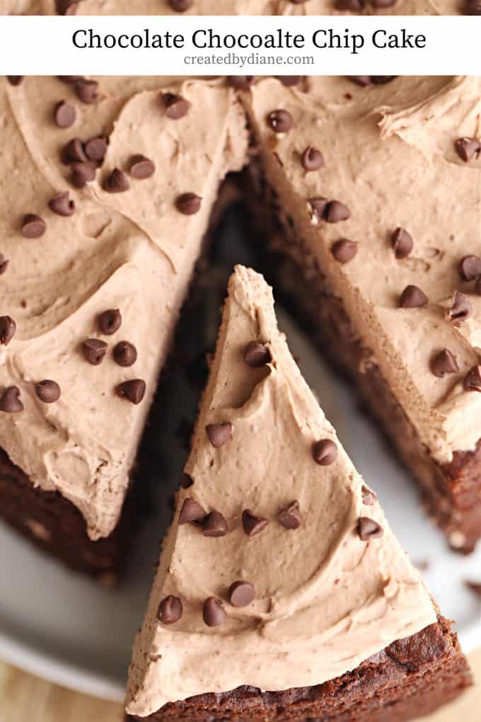 chocolate chocolate chip cake2 layer box mix recipe with additions cretedbydiane.com