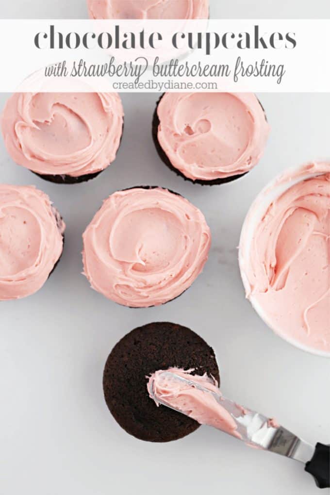 chocolate cupcakes with pink buttercream frosting recipes createdbydiane.com