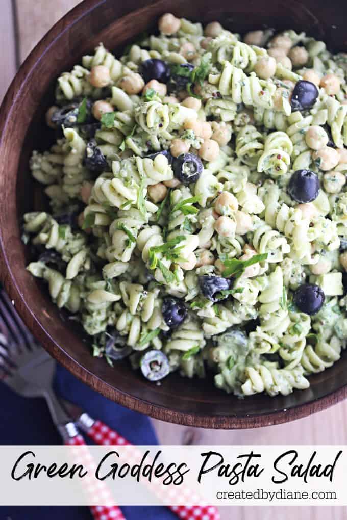 green goddess pasta salad recipe from createdbydiane.com