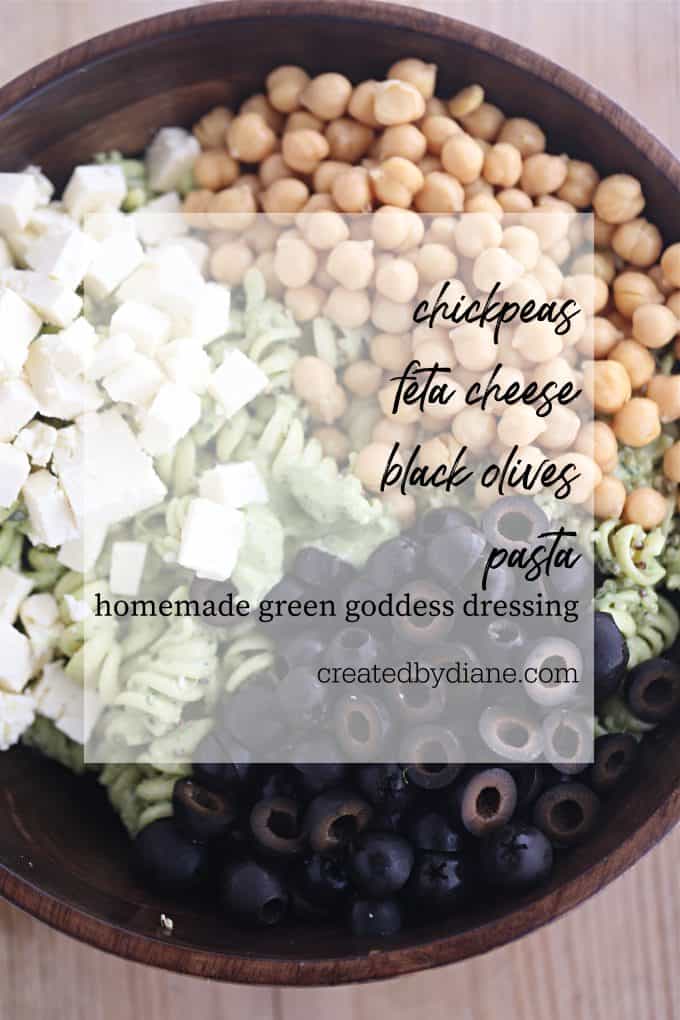 homemade green goddess pasta salad