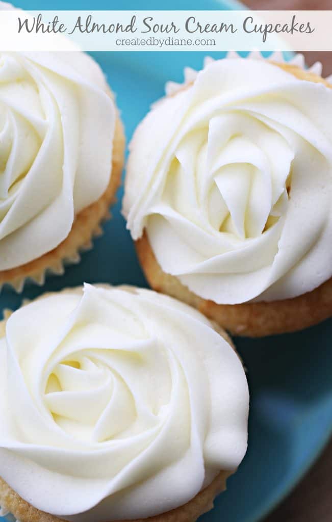 white almond sour cream cupcakes from createdbydiane.com