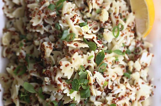 roasted cauliflower quinoa pasta salad createdbydiane.com