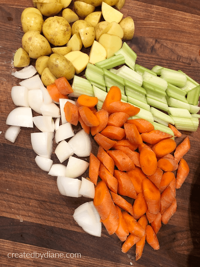 potatoes onion carrots celery for pot roast or beef stew