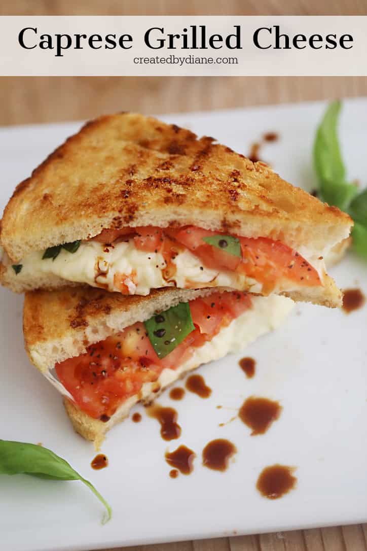 caprese grilled cheese sandwich recipe from createdbydiane.com