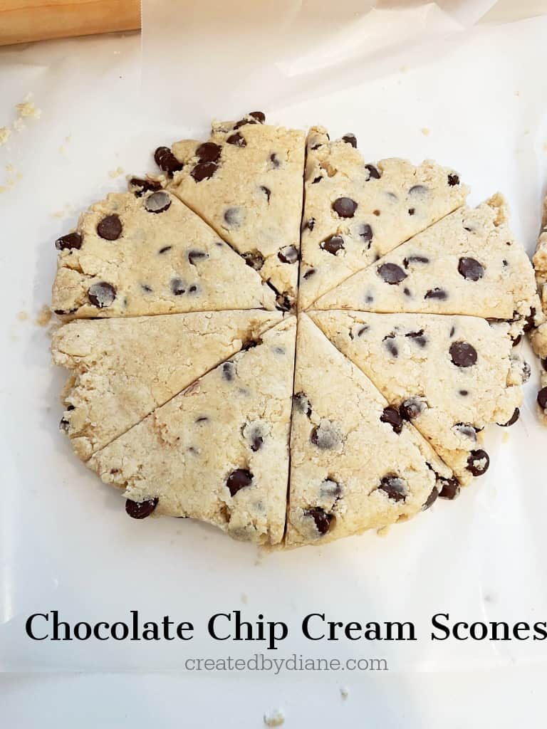 chocolate chip cream scone recipe from createdbydiane.com