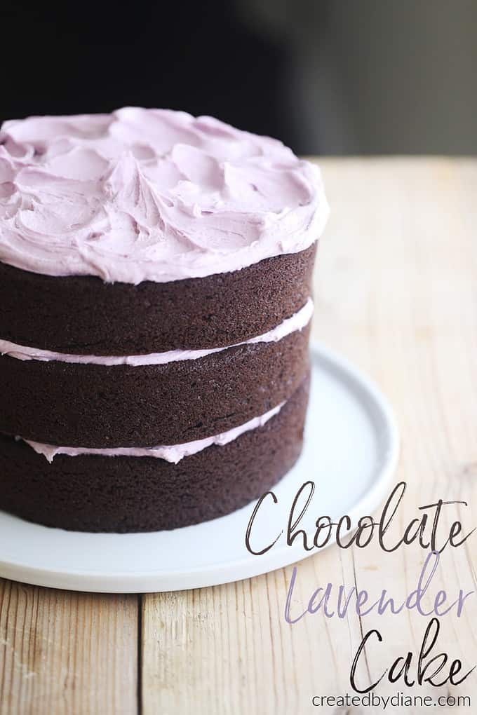 chocolate lavender cake 3 layer chocolate cake lavender frosting createdbydiane.com