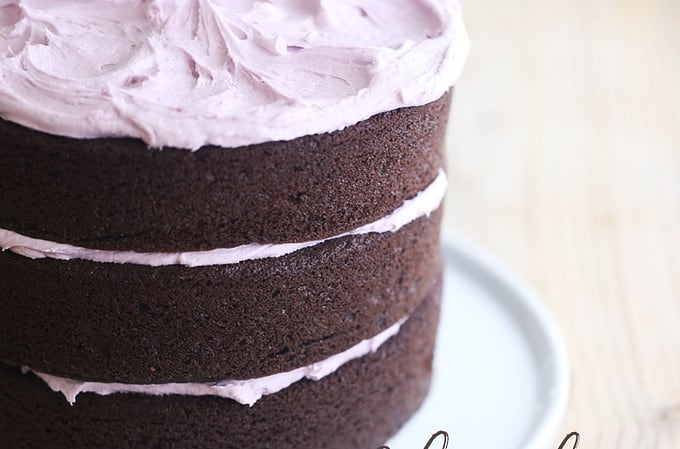 chocolate lavender cake 3 layer chocolate cake lavender frosting createdbydiane.com