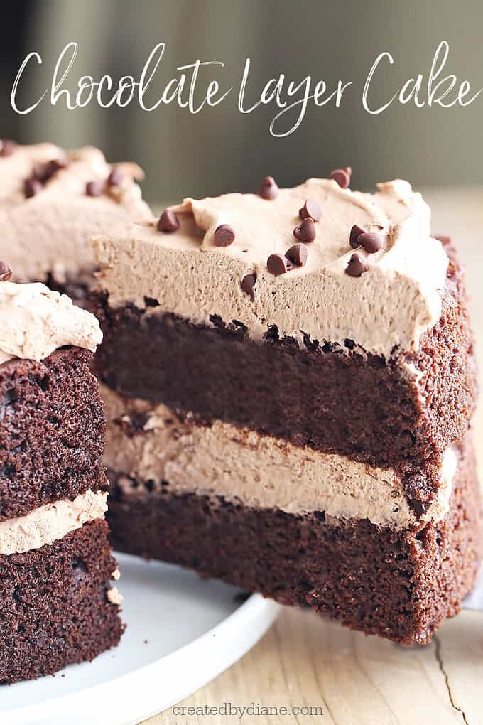 chocolate layer cake, with a cake mix and pudding frosting simple and amazing creatdbydiane