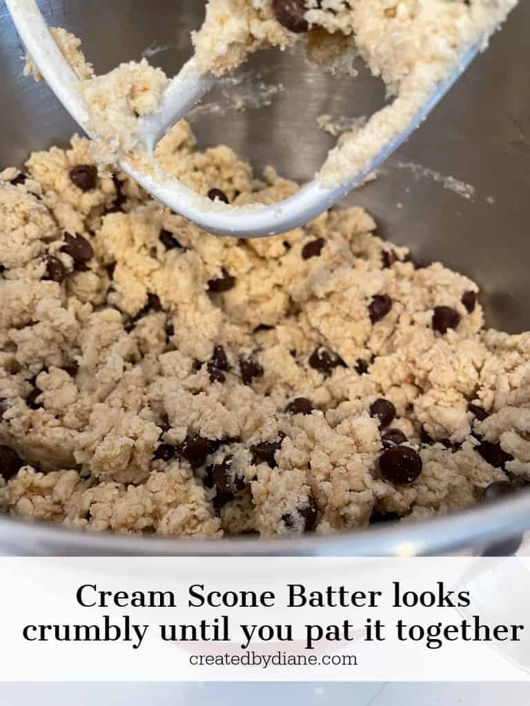 chocolate chip cream scone recipe from createdbydiane.com