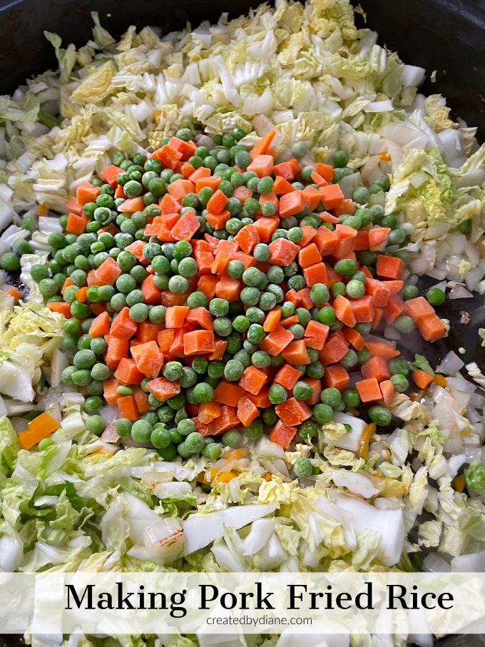 making pork fried rice recipe frozen peas and carrots createdbydiane.com