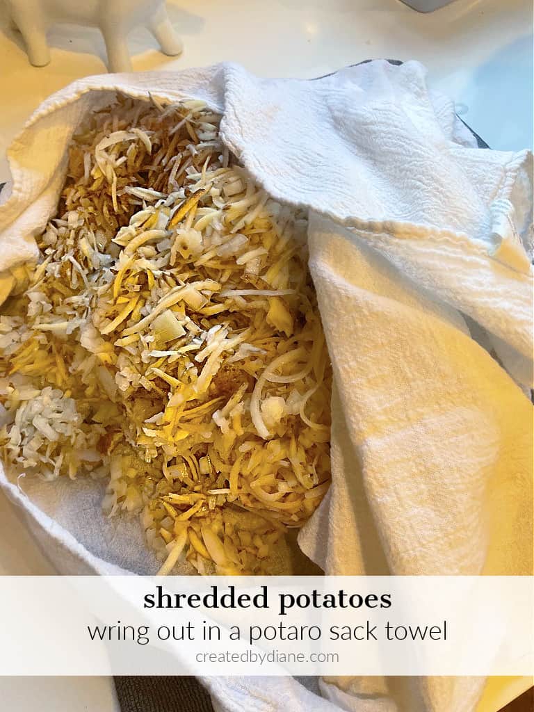 potatoes wring out in potato sack towel