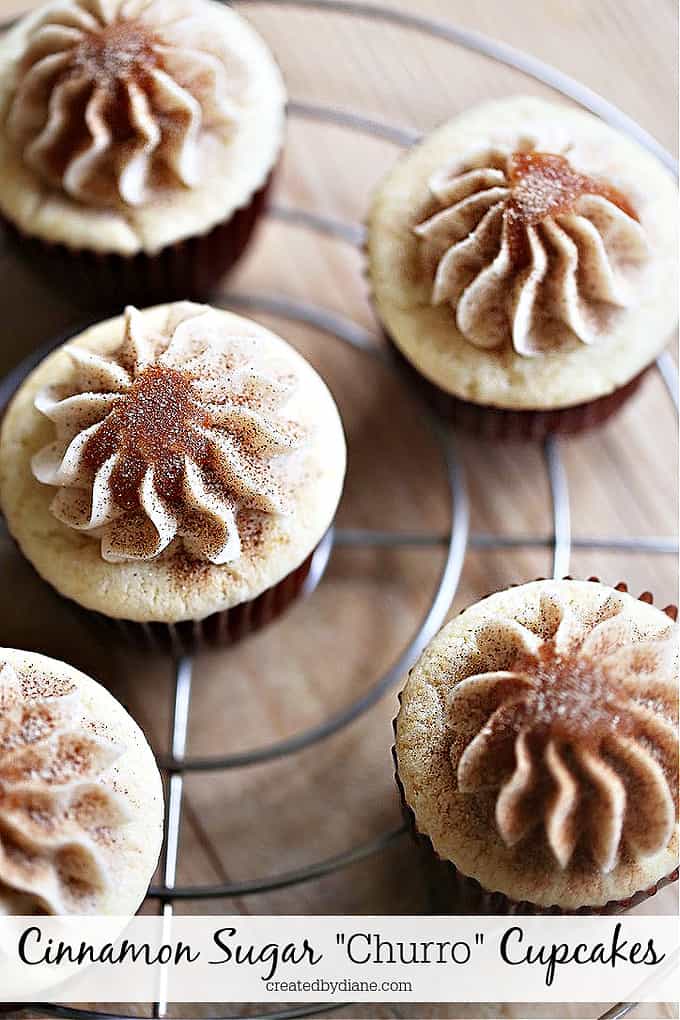 CINNAMON SUGAR CHURRO CUPCAKES WITH CARAMEL createdbydiane.com