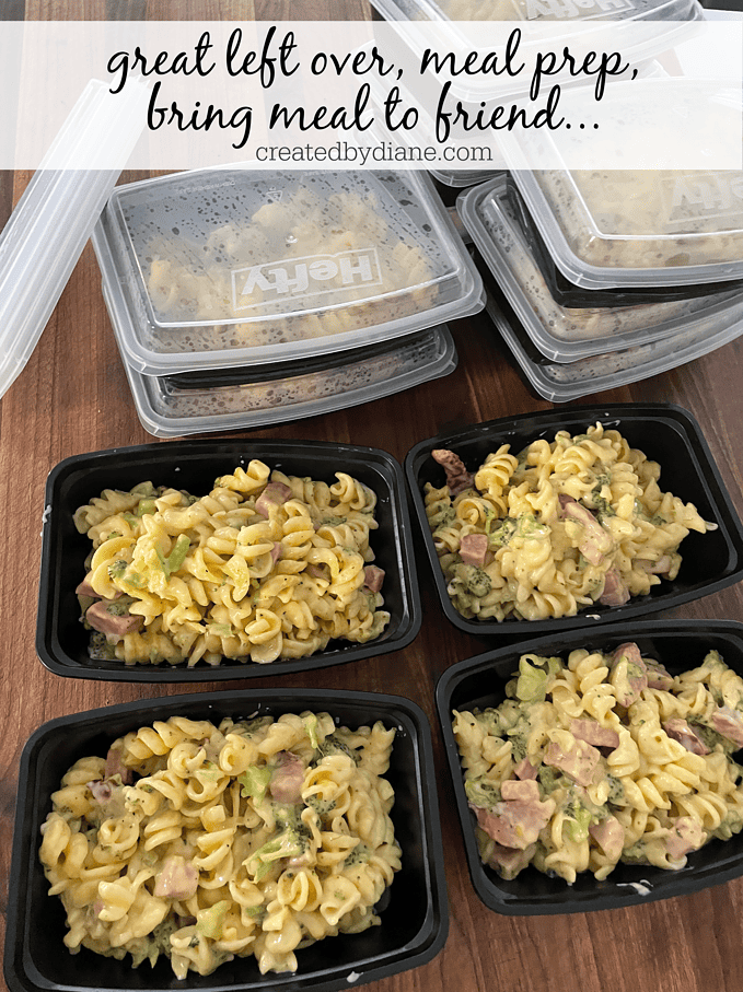 broccoli ham mac and cheese meal prep, leftover, bring to a friend createdbydiane.com