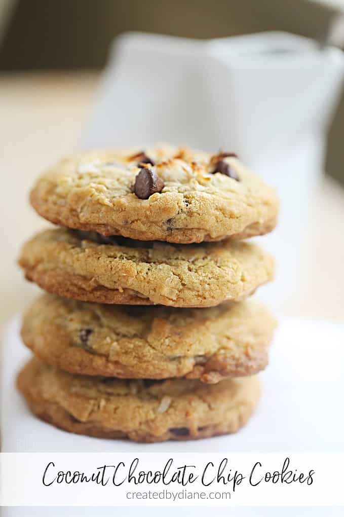 coconut cookies with chocolate chips createdbydiane.com