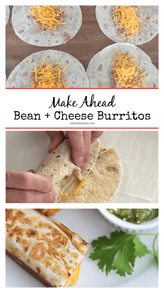 BEAN AND CHEESE BURRITOS in minutes, MEAL PREP, make ahead createdbydiane.com