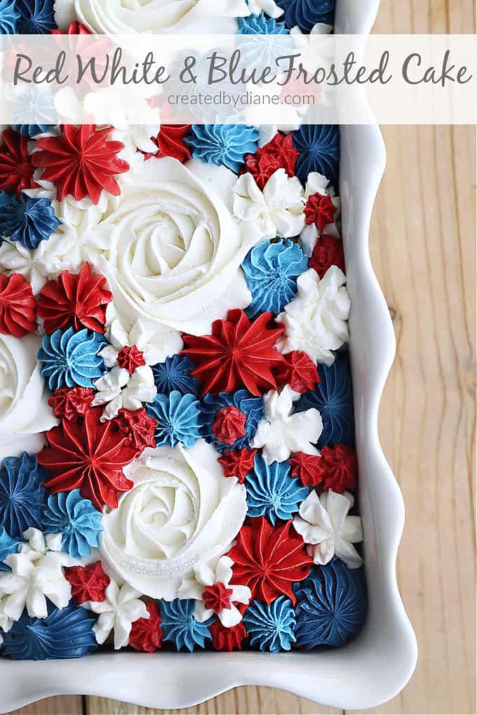 RED WHITE AND BLUE Frosted Cake createdbydiane.com