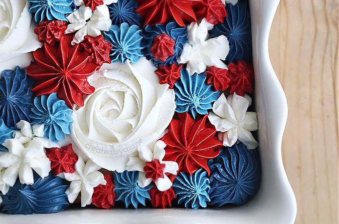 RED WHITE AND BLUE Frosted Cake createdbydiane.com