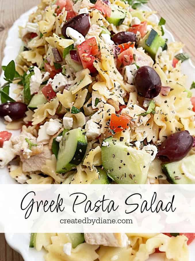 greek pasta salad with chicken from createdbydiane.com