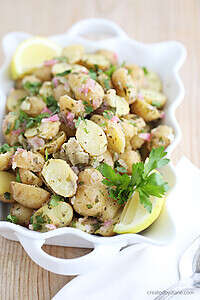 Greek no-mayo Lemon Potato Salad Recipe createdbydiane.com